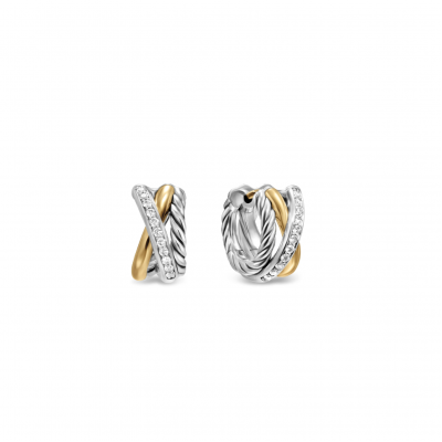DAVID YURMAN CROSSOVER THREE ROW HUGGIE HOOP EARRINGS E18300DS8ADI